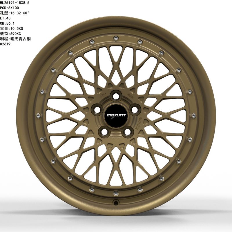 18*8.5 Gesmeed Aluminium Satin Blauw Bronzen Wielen 5*100 Nieuw Op maat gemaakt voor aangepaste auto