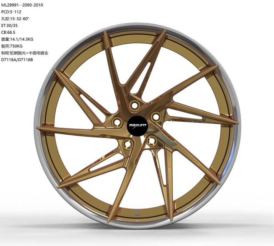 5-112 Gesmeed aluminium splijtstof wielen Polieren Hub Chroom op maat voor aangepaste auto